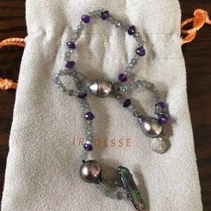 VERY RARE Tiffany&Co IRIDESSE Cultured Pearl K18 Natural Stone Bracelet Stylish